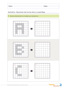 Reproduire des lettres sur quadrillage Pixel art : majuscules A, B et C