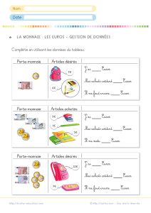 Exercice monnaie rendu de monnaie CP CE1 : gérer un achat et son budget