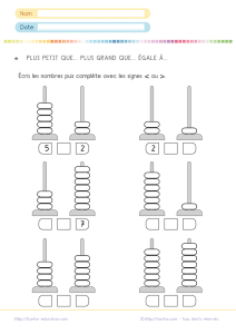 Fiche exercice comparer des nombres CP avec les abaques et les signes < > =