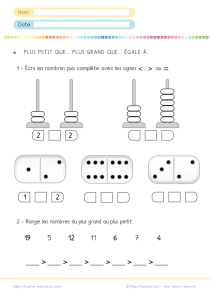 Exercice trouver le plus petit nombre CP CE1 avec abaques, dominos et classement