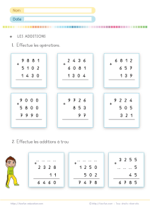 Addition posée à 4 chiffres avec retenue au primaire | Additions et additions à trou