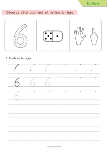 Écrire le chiffre 6 en Maternelle grâce à une découverte visuelle