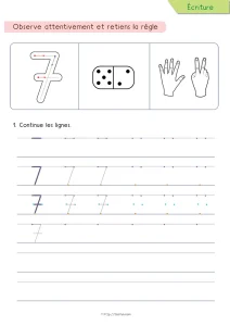 Écrire le chiffre 7 en Maternelle grâce à un apprentissage progressif