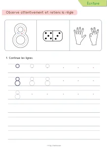 Écrire le chiffre 8 en Maternelle en reliant deux boucles