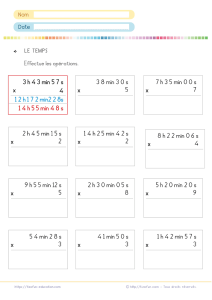 Multiplier des durées et des temps : exercices de calcul posé au CM1 CM2