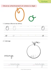 Écrire la lettre O en cursive : le rond qui sert à cinq lettres