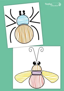 Graphisme traits horizontaux et verticaux : décorer des insectes en maternelle