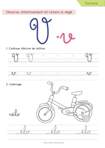Écrire la lettre V en cursive : tout se joue sur la sortie