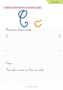 Copier une phrase en cursive avec la lettre C : une expression imagée