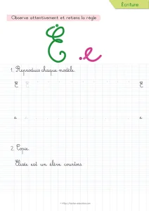 Copier une phrase en cursive avec la lettre E : l’accent sur la majuscule