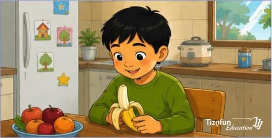 Li mange une banane