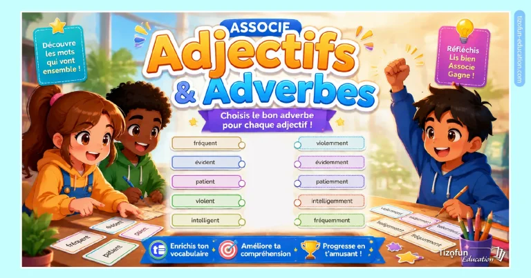 Apprendre à reconnaître les adjectifs et les adverbes grâce à des exercices interactifs amusants.