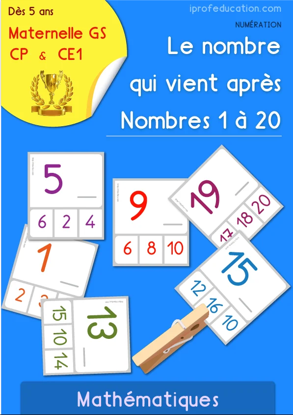 Quel nombre vient après ? Cartes à pincer de 1 à 20 — GS · CP
