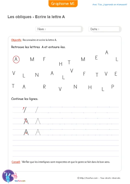 Ecriture des lettre Majuscules MS
