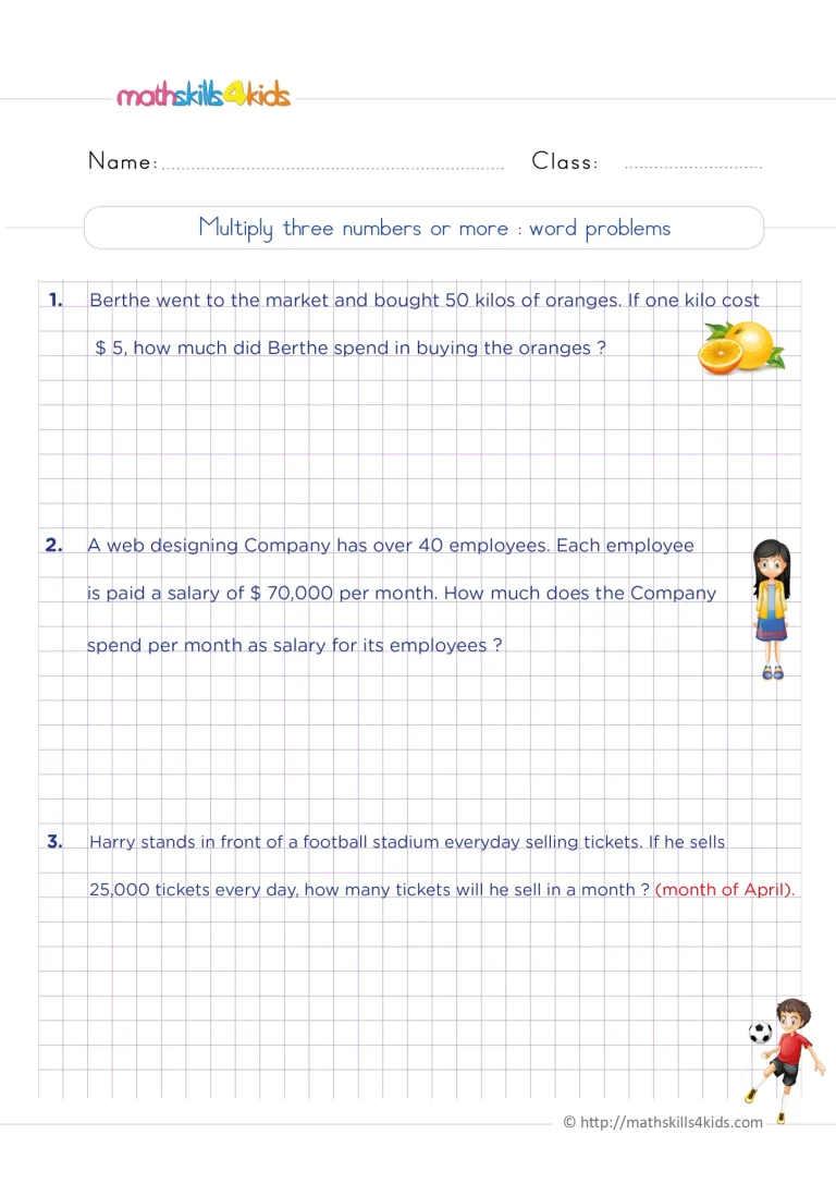 Grade 6 Multiplication worksheets with solutions