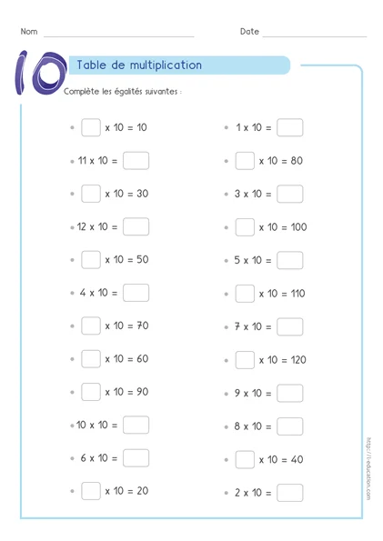 Table de 10 : fiches, cartes memory et quiz PowerPoint — CE1 à CM2 — aperçu 2