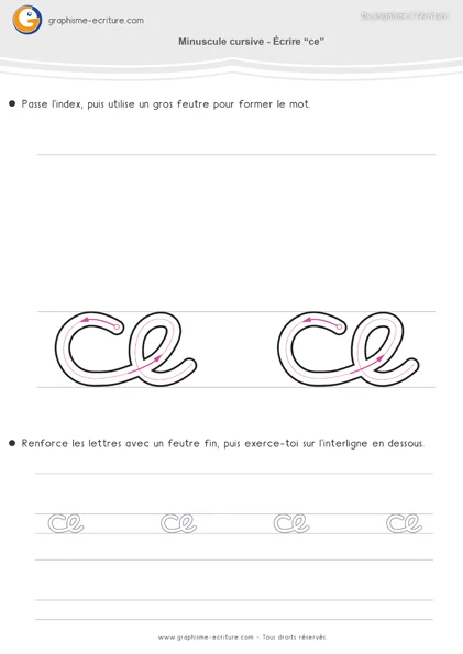 Apprendre à écrire en attaché - les mots à deux syllabes : ce