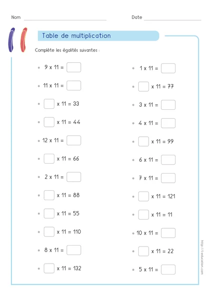Table de 11 : fiches, cartes memory et quiz PowerPoint — CM1 · CM2 — aperçu 3