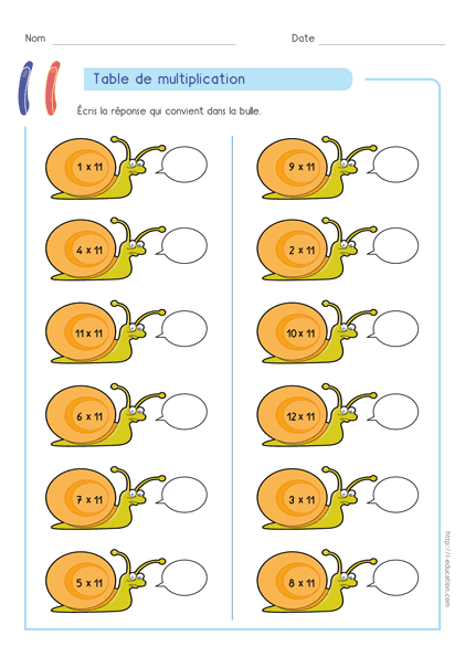 Table de 11 : fiches, cartes memory et quiz PowerPoint — CM1 · CM2 — aperçu 1