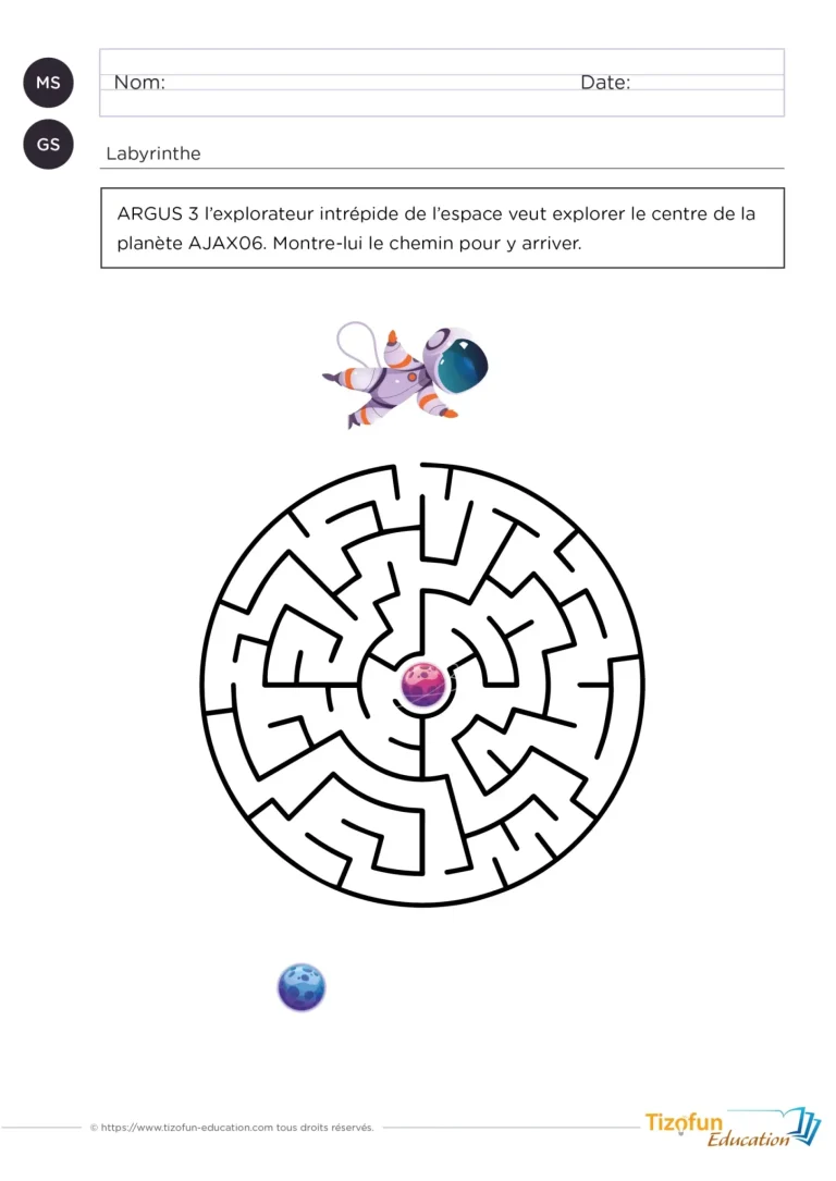 Exercice labyrinthe enfants