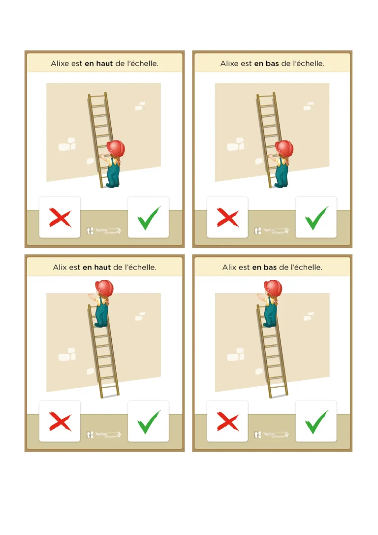 cartes memory vocabulaire spatial - positions haut et bas — aperçu 5
