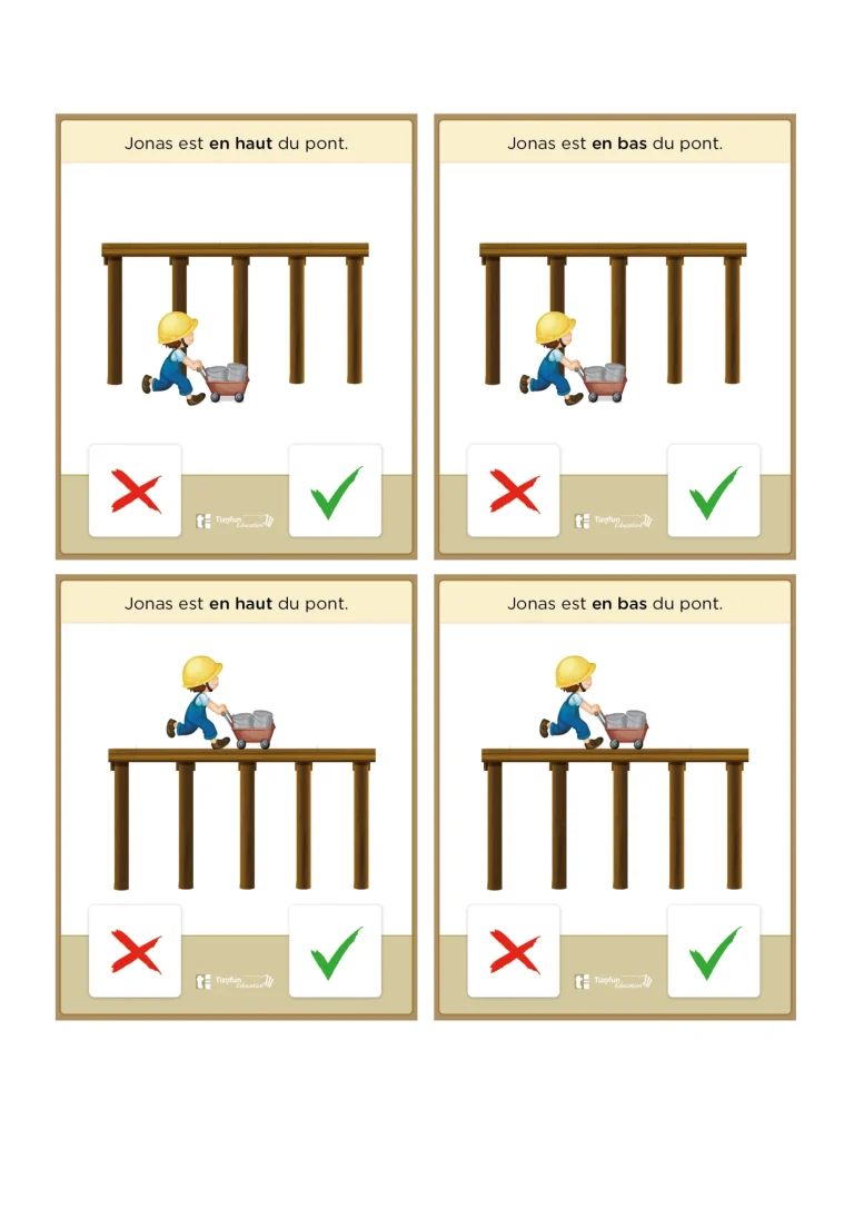 cartes memory vocabulaire spatial - positions haut et bas — aperçu 6