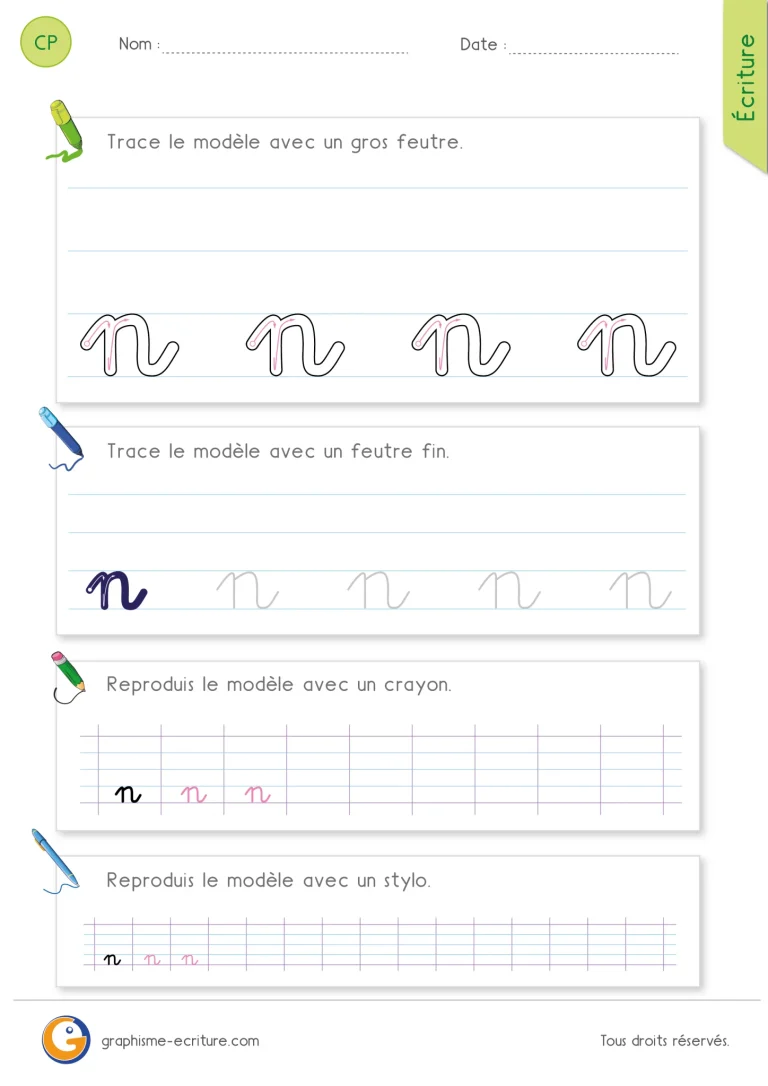 Minuscules cursives : 28 fiches du gros feutre au stylo — CP · CE1 — aperçu 2