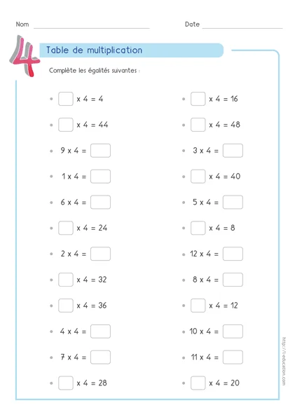 Table de 4 : fiches, cartes memory et quiz PowerPoint — CE1 à CM2 — aperçu 2