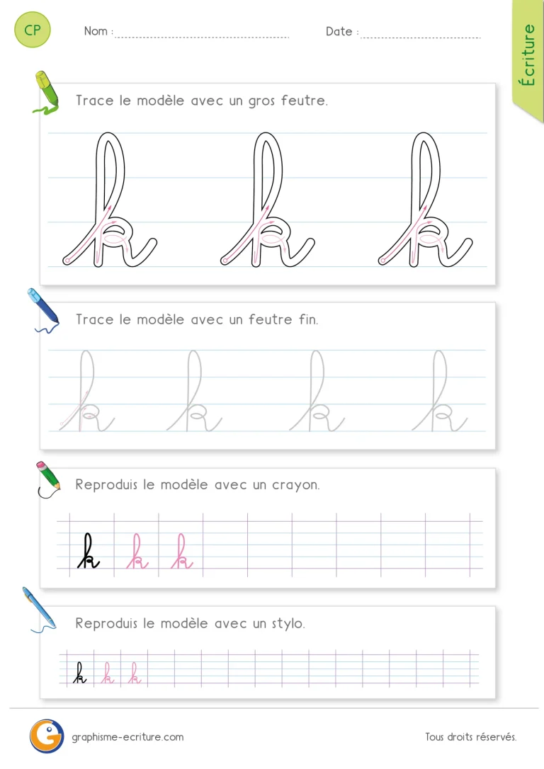 Minuscules cursives : 28 fiches du gros feutre au stylo — CP · CE1 — aperçu 3