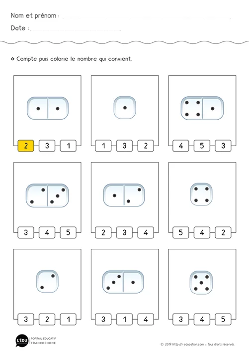 Dénombrer les quantités de 1 à 5 - Math Maternelle