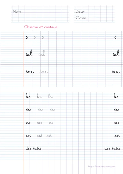 Progression Écriture Cursive au CP