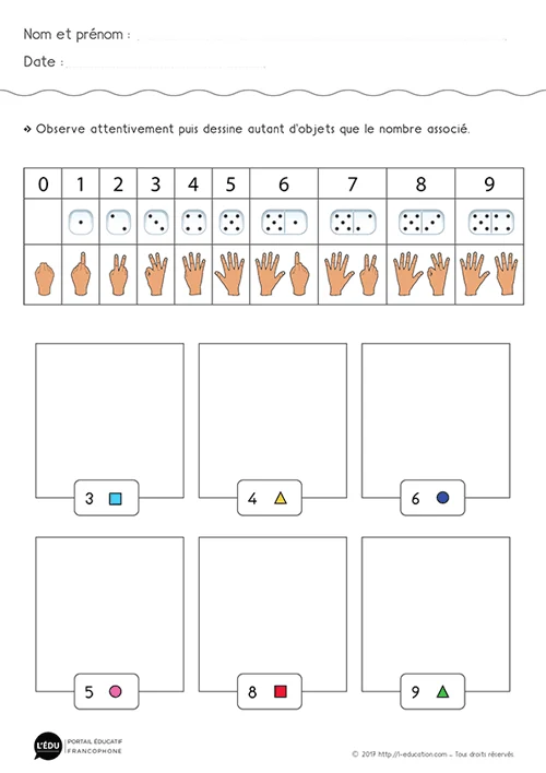Apprendre à compter de 1 à 9 - Construire une collection
