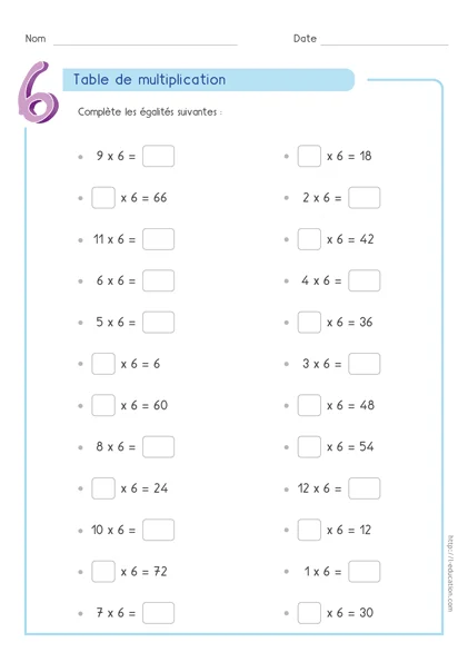Table de 6 : fiches, cartes memory et quiz PowerPoint — CE2 à CM2 — aperçu 2