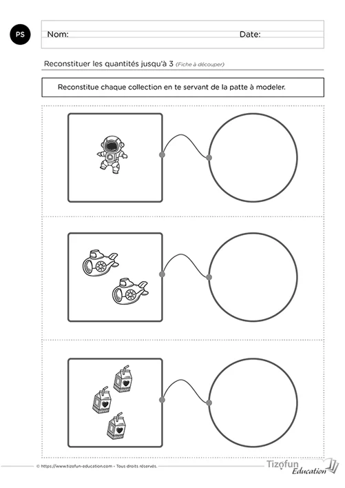 Construire les nombres de 1 à 3 en maternelle