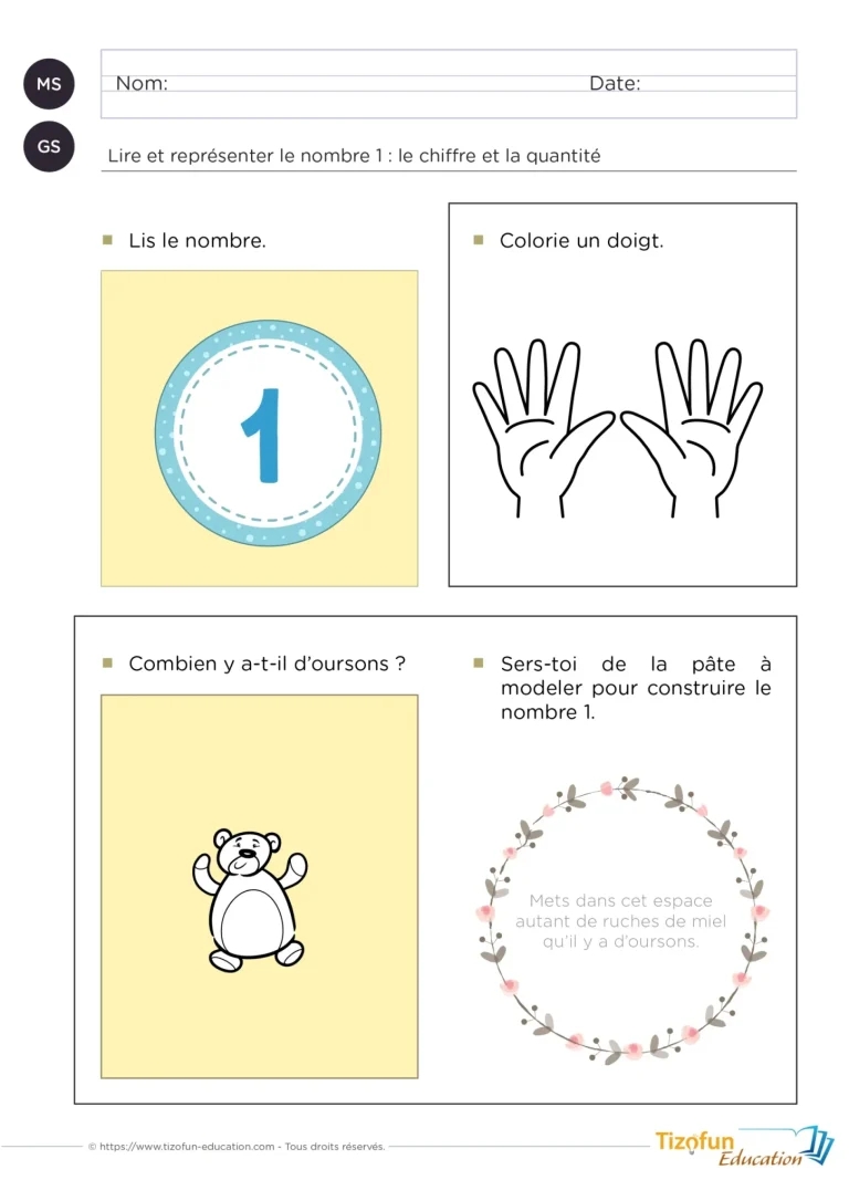 effectuer un correspondance terme à termer - construire le chiffre 1
