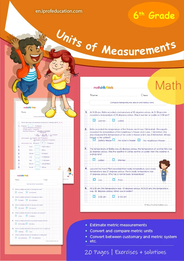 Grade 6 Units of measurements worksheets with solutions