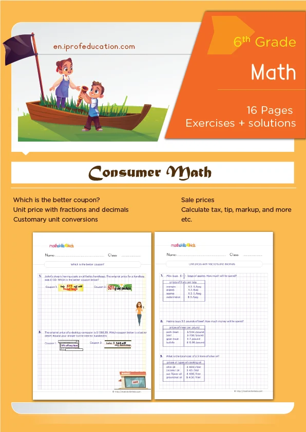 Grade 6 Consumer math worksheets with solutions