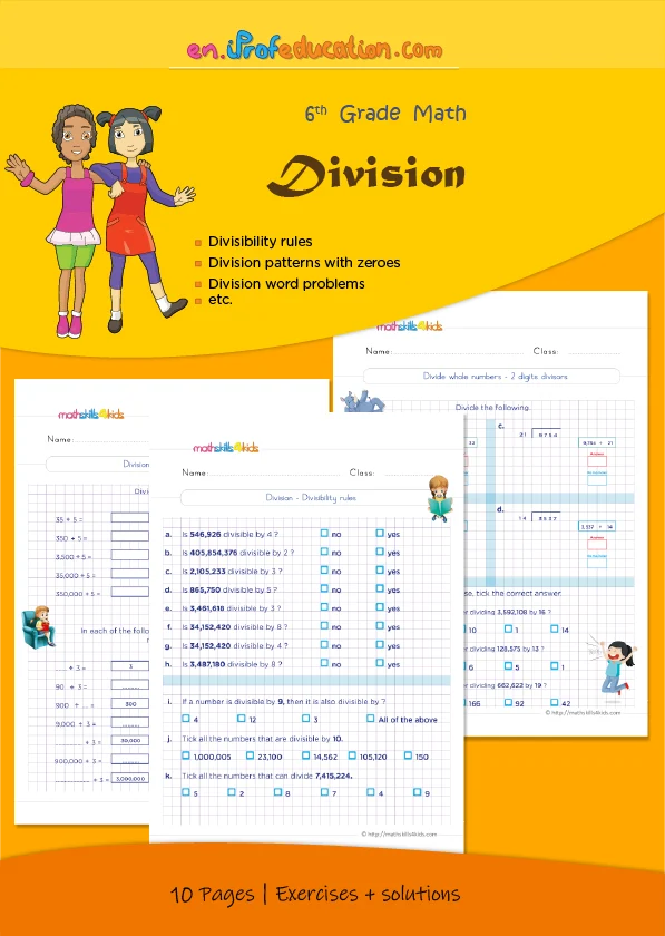 Grade 6 Division worksheets with solutions