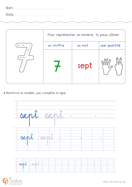 Nombres de 0 à 10 en lettres : 11 fiches en cursive — GS · CP · CE1 — aperçu 2