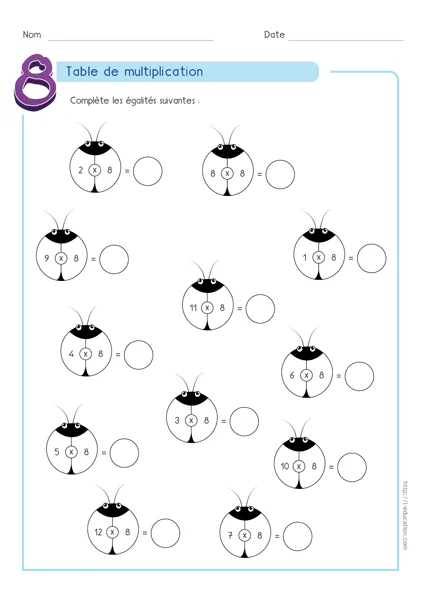 apprendre les tables de multiplication
