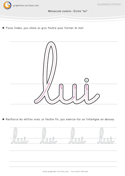Écriture des mots utiles en cursive - Fiche maternelle