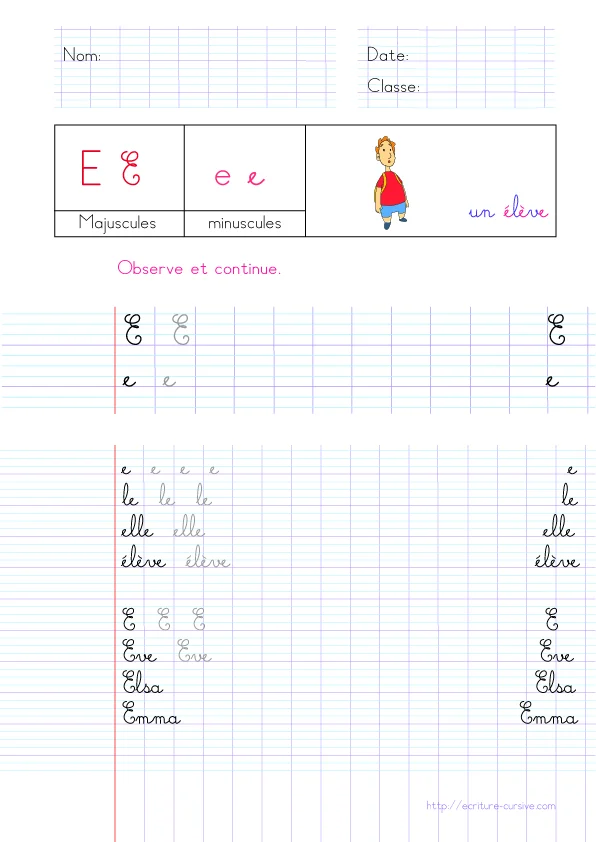 Feuilles d'écriture CP CE1 CE2 à imprimer