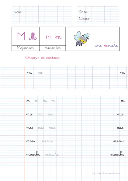 PDF Exercice d'écriture - mot en m