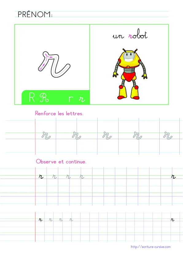 PDF Apprendre l'aphabet Maternelle CP - écrire la lettre r