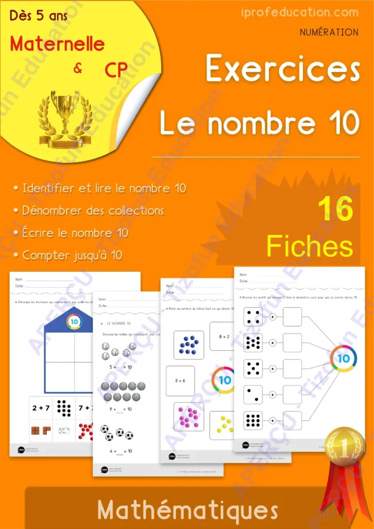 Aperçu 1 — Exercices de numération sur le nombre 10 Maternelle GS CP