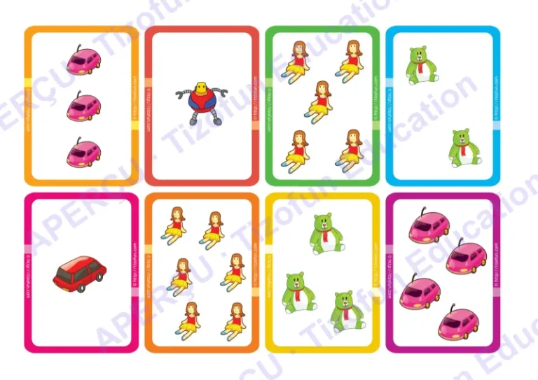 Aperçu 1 — Nombres de 1 à 6 – Jeu de cartes pour 5 activités