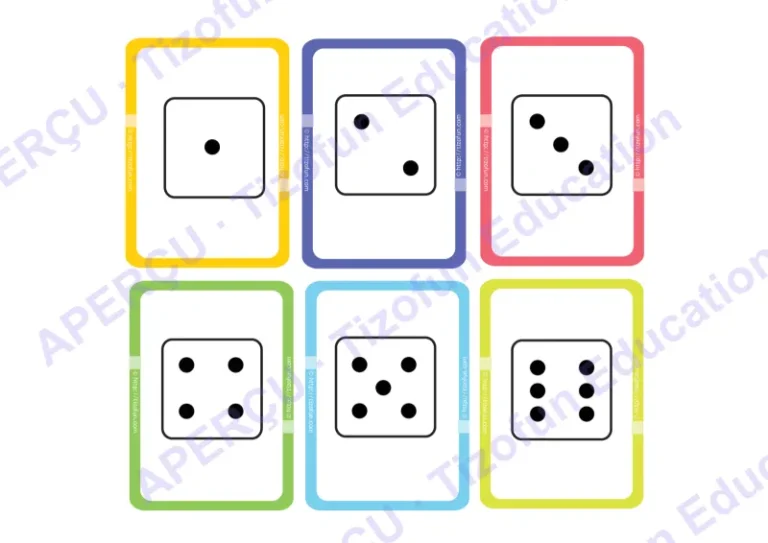 Aperçu 2 — Nombres de 1 à 6 – Jeu de cartes pour 5 activités