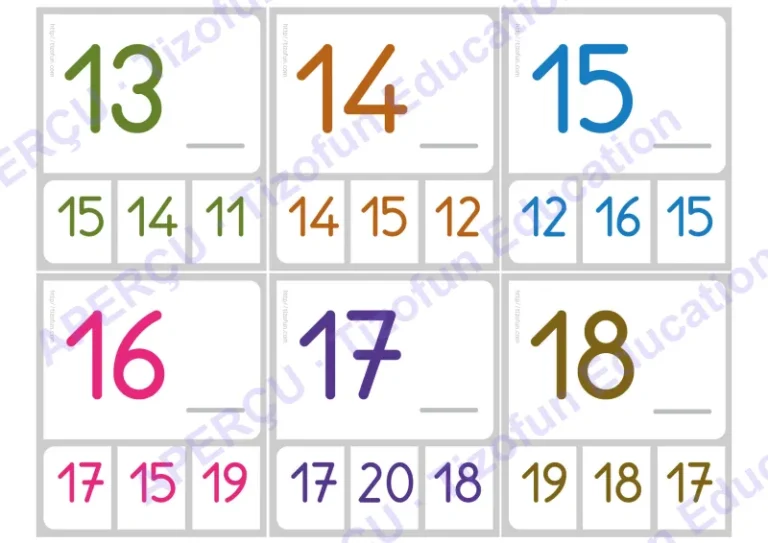 Aperçu 1 — Les nombres de 1 à 20 | Jeu memory : Quel nombre vient après?