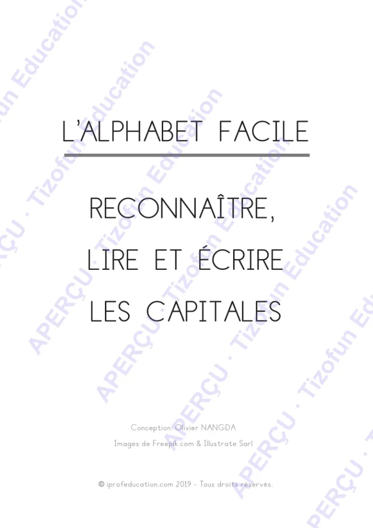 Aperçu 2 — Lire l’alphabet et écrire les lettres capitales en Maternelle