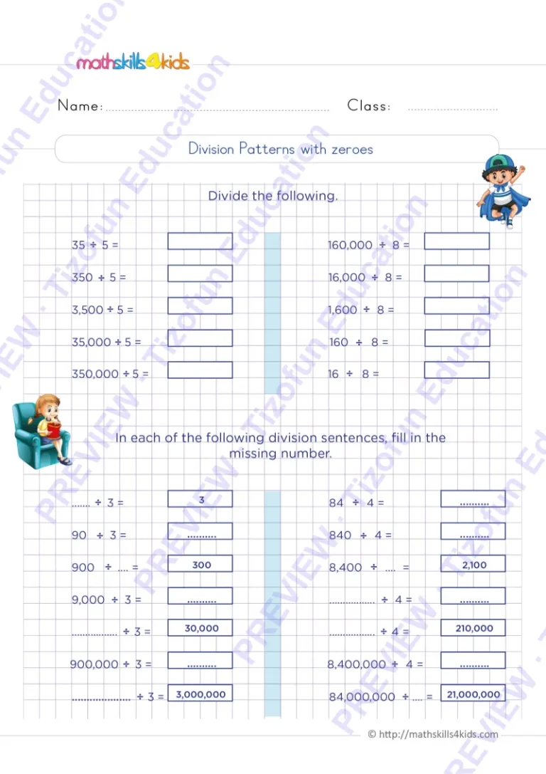 Preview 3 — Grade 6 Division worksheets with solutions